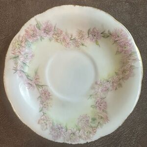 Floral Porcelain Saucer with Gold Trim
